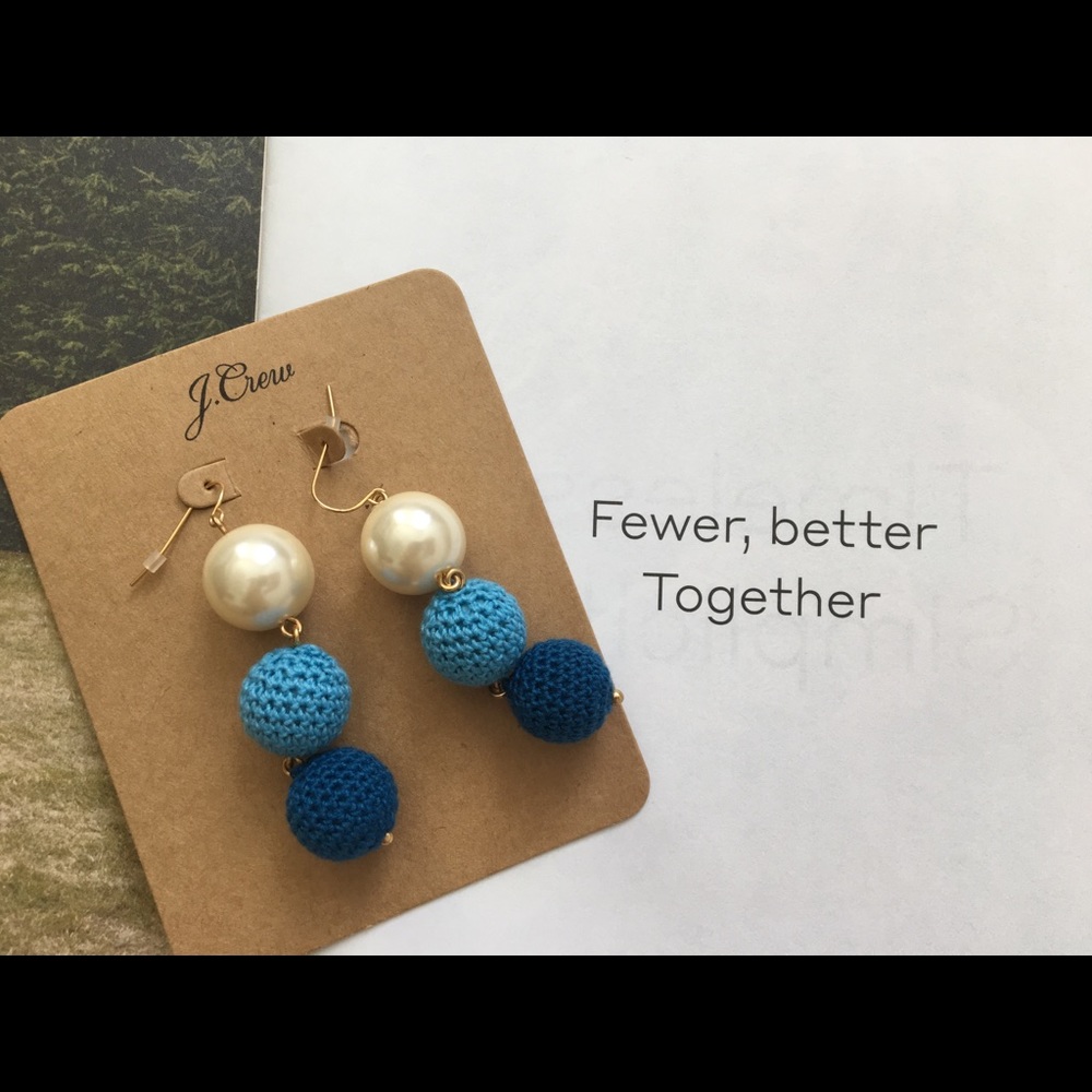 J. Crew CROCHET BEAD AND PEARL DROP EARRINGS